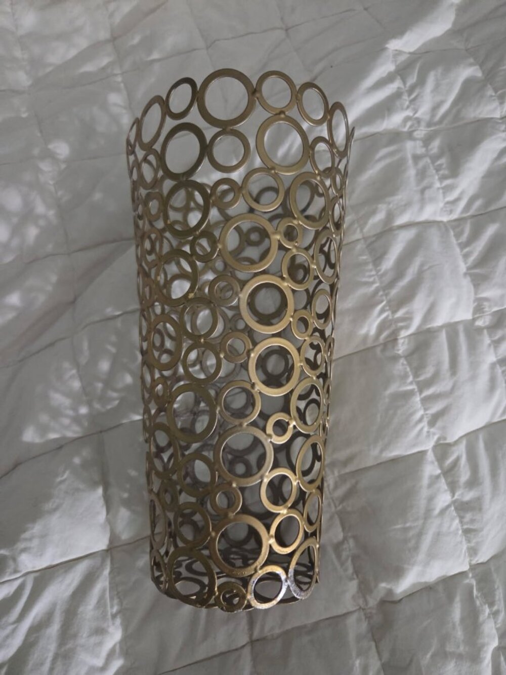 Gold tone circle vase/basket